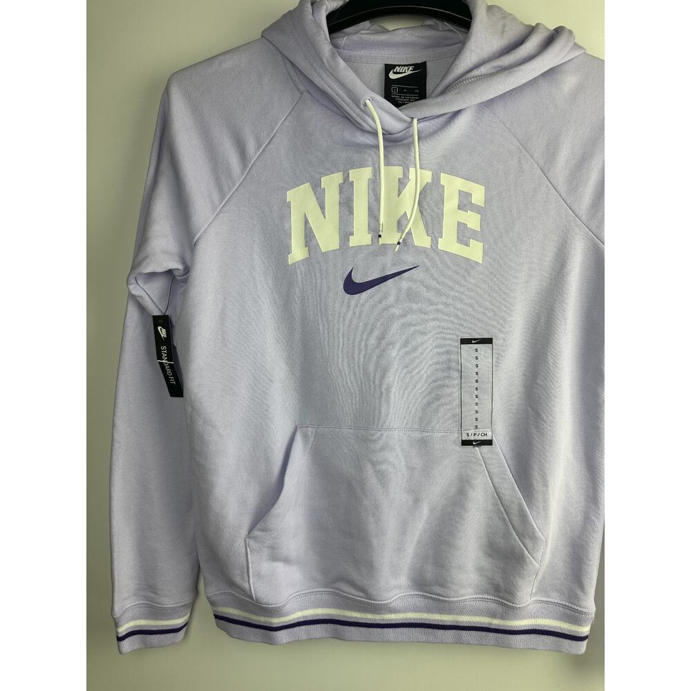 Nike Fleece Hoodie Light Purple Lavender Spellout Center Swoosh Womens Small NWT - Picture 3 of 7